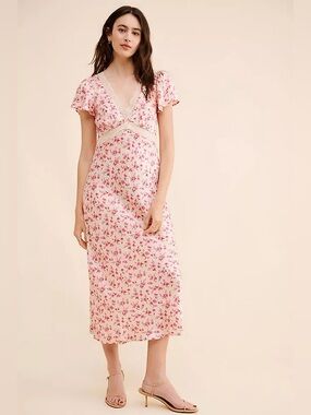 Auguste The Label Rianne midi Dress with Pink Floral Print